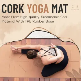 198715525953 2B BALANCED Natural Slip Cork Yoga Mat Pilates #2