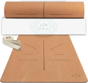 198715525953 2B BALANCED Natural Slip Cork Yoga Mat Pilates