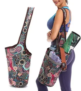 797550277791 ANIWEY Yoga Mat Bag Pocket Zipper Flower Totem