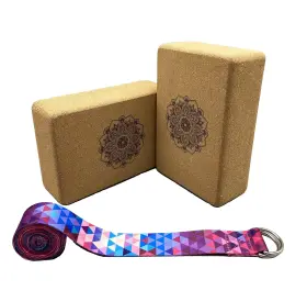 AO-5 AOZORA Cork Yoga Block Sustainable Eco Pack Strap Set