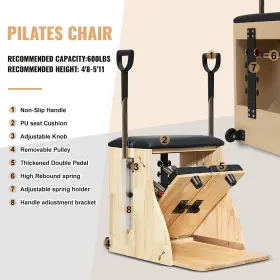A0511A0002 APDALE Rubber Wood Pilates Chair Split Pedal