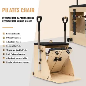 A0511A0004 APDALE Maple Wood Pilates Chair Split Pedal