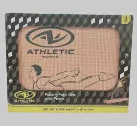 CL5663 ATHLETIC WORKS Folding Yoga Mat Poses Pink #3