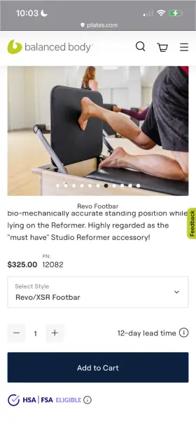 12082 BALANCED BODY Studio Reformer Jump Board