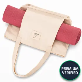 445025214248 BALANCED YOGA STUFF Mat Tote Bag Canvas Carrier
