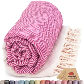 Herringbone BAZAAR ANATOLIA Turkish Beach Towel Fuchsia Herringbone BAZAAR ANATOLIA Turkish Beach Towel Fuchsia