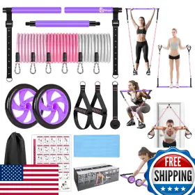 B0D4LHRMSV BBTOPS Pilates Bar Resistance Bands Exercise Ab