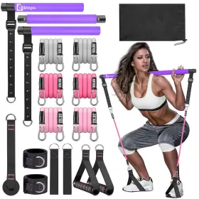 B0FJXCDNZD BBTOPS Pilates Bar Pole Stackable Resistance Bands