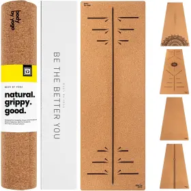 Bby-ym BODY BY YOGA Cork Mat Slip Grip Thicker Longer Wider
