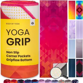 725792078395 BODY BY YOGA Grip Towel Slip Coral Roots