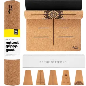 Bby-ym BODY BY YOGA Cork Mat Slip Grip Thicker Longer Wider