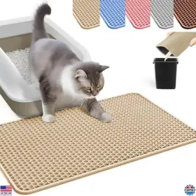 MSD-BEIGE-2418 DOUBLE Hcy Wld Honeycomb Cat Litter Mat Slip