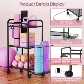 445026831840 BRANDED01 Gym Storage Rack Yoga Mat Ball Dumbbe #2