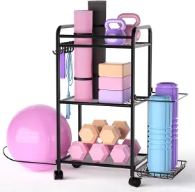 445026831840 BRANDED01 Gym Storage Rack Yoga Mat Ball Dumbbe