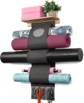 445041257298 BRANDED01 Yoga Mat Holder Wall Mount Organizer