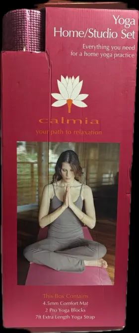 654602194225 CALMIA Yoga Studio Set Mat Blocks Strap Pink
