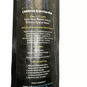 CSF6401BK CAMBIVO Yoga Mat Tpe Exercise Fitness #3