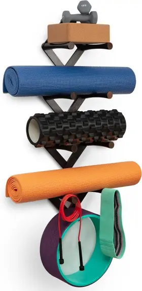 CW04 CARPENTER WOODS Yoga Mat Holder Wall Mount Solid Wood