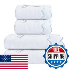 B0FNR2Y831 CASYUNE Scalloped Towels Gsm Embroidered Absorbent