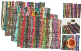 CHPM003 CHARDIN LLC Eco Rainbow Chindi Placemats Set Mats
