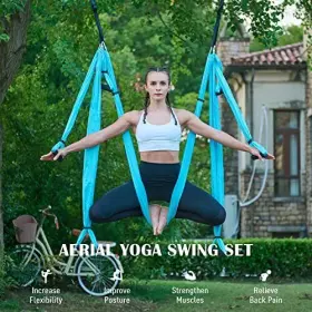 YSSN1BL YOGA Aerial Swing Sling Hammock Set Trapeze Inversion #3
