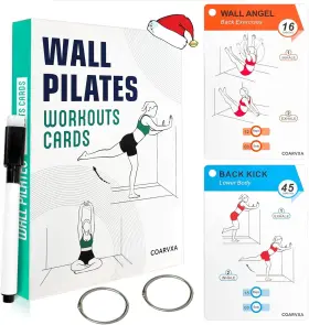 707862539050 COARVXA Wall Pilates Exercise Cards Mat Workout