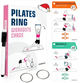 707862539074 COARVXA Pilates Ring Exercise Cards Mat Workout