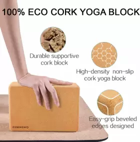 CW0006-CWUS-F1 COENGWO Yoga Block Cork Eco Handstand #3