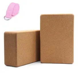 761729022635 COROAR Yoga Blocks Strap Natural Cork Slip Anti