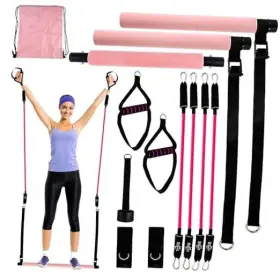 850056844833 CRYSTAL LEMON Pilates Bar Resistance Bands Set