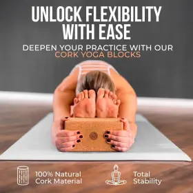 2YBCORK693 DAKINI Cork Yoga Blocks Pack Strap Set #3