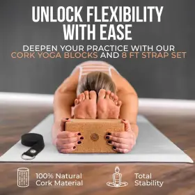 369998080465 DAKINI Cork Yoga Blocks Pack Strap Set #2