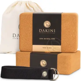 369998080465 DAKINI Cork Yoga Blocks Pack Strap Set