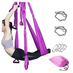 Dstong Yujia-3 Aerial Yoga Swing Set Ultra Strong Hammock Trapeze Bright Purple