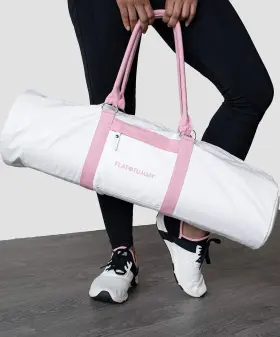 811909032425 FLAT TUMMY Tea Canvas Gym Bag Yoga Mat Holder Gy #2