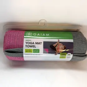 018713619990 GAIAM Grippy Yoga Mat Towel Slip Pink Backing