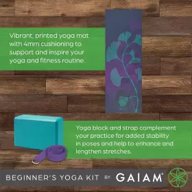 05-62632 GAIAM Beginners Yoga Starter Set Mat Block Strap Lig #3