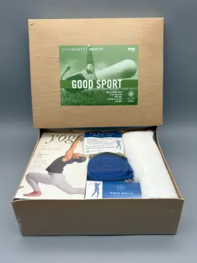 605683 GAIAM Living Yoga Golf Set Video Rodney Yee Strap Tees