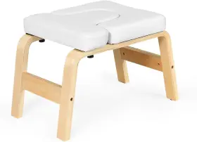GT86765WH-HB GIANTEX Yoga Headstand Bench Wood Stand Pvc Pads