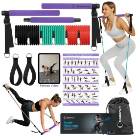 PLTB-US-PURPLE-01 GOOCRUN Pilates Bar Resistance Bands Kit