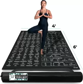 689854059183 GRAND BASICS Instructional Yoga Mat Poses Wider