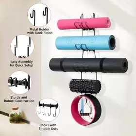 YSR1 GYMCOPE Yoga Mat Holder Wall Mount Organizer Rack Foam #3