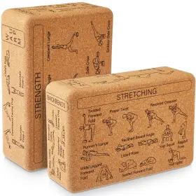 YUU-HALLOSCUME-1589 HALLOSCUME Cork Yoga Blocks Pack Poses