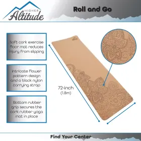 816797 HIGHER ALTITUDE Body Yoga Cork Mat Exercise Rubber #2