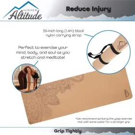 816797 HIGHER ALTITUDE Body Yoga Cork Mat Exercise Rubber #3