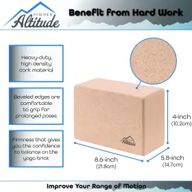 840145816827 HIGHER ALTITUDE Yoga Block Cork Aid Stretching #2