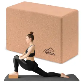 840145816827 HIGHER ALTITUDE Yoga Block Cork Aid Stretching