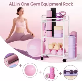 445025959927 HIGHPRO Gym Storage Rack Organizer Yoga Mat Ball #3