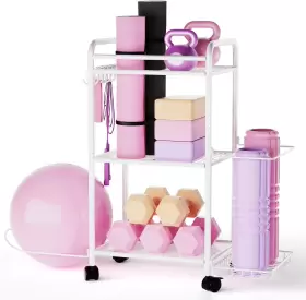 445025959927 HIGHPRO Gym Storage Rack Organizer Yoga Mat Ball
