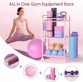 711181867244 HIGHPRO Gym Storage Rack Organizer Yoga Mat Ball #3